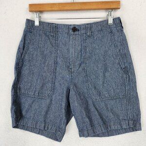 J Crew Shorts Mens 28 Blue Cotton Flat Front Utility Chino 7" Inseam Casual